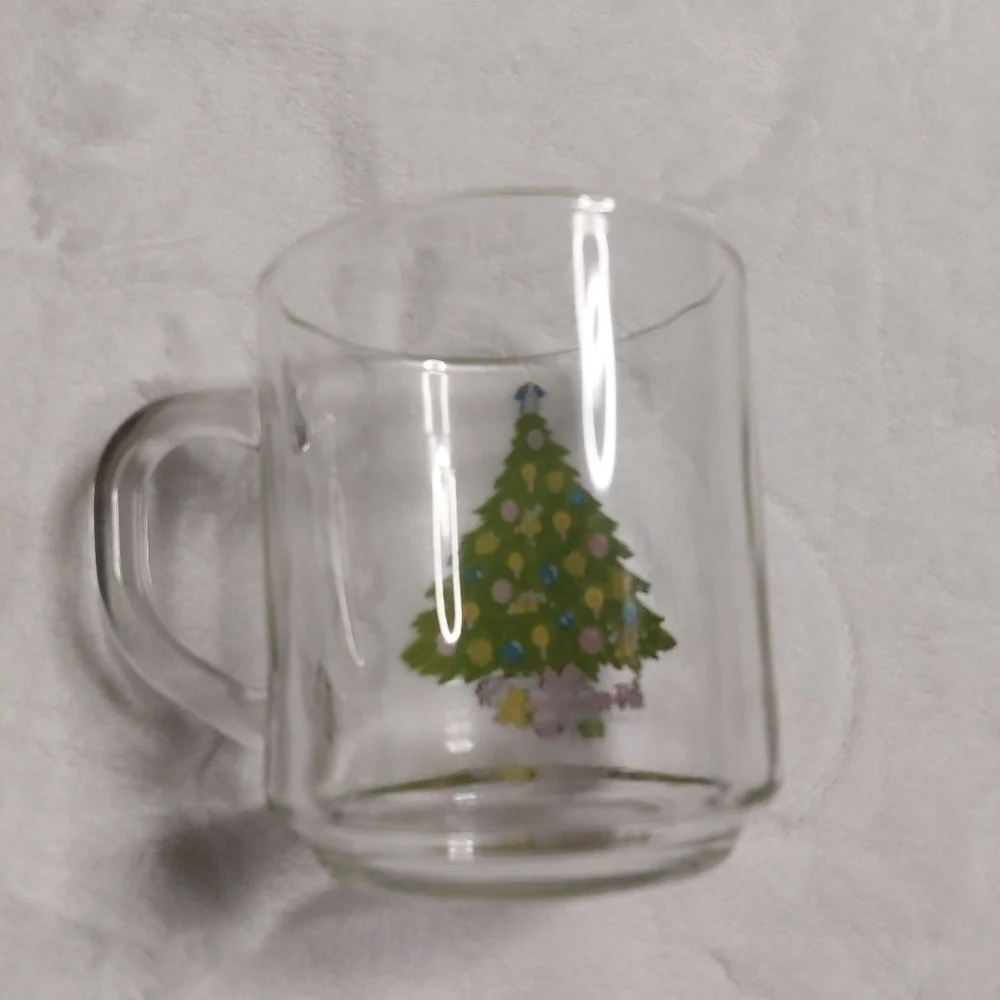 𝅺Sabin Vintage Clear Glass Christmas Tree Coffee Mug